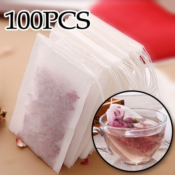 100 Pcs Disposable Tea Bags for Loose Leaf Tea, Biodegradable Tea