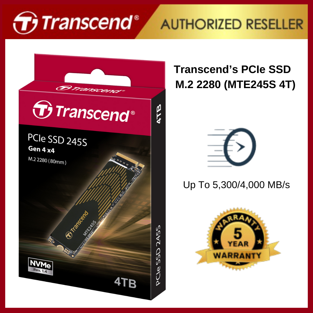 Transcend PCIe SSD 2280 MTE245S 4T/2T/1T/500G/250G NVMe Gen4