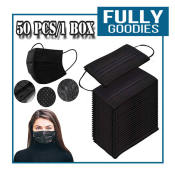 Fully Goodies Black 3PLY Surgical Face Mask 50pcs with Box
