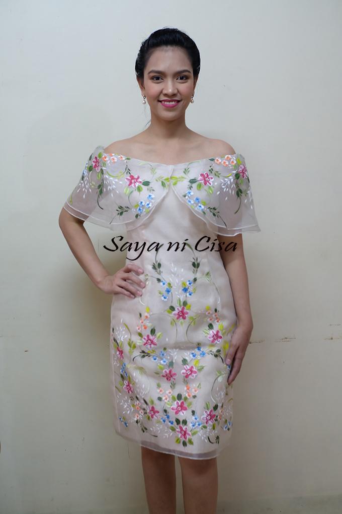 Filipiniana Off Shoulder Dress Hand Painted-Beige | Lazada PH