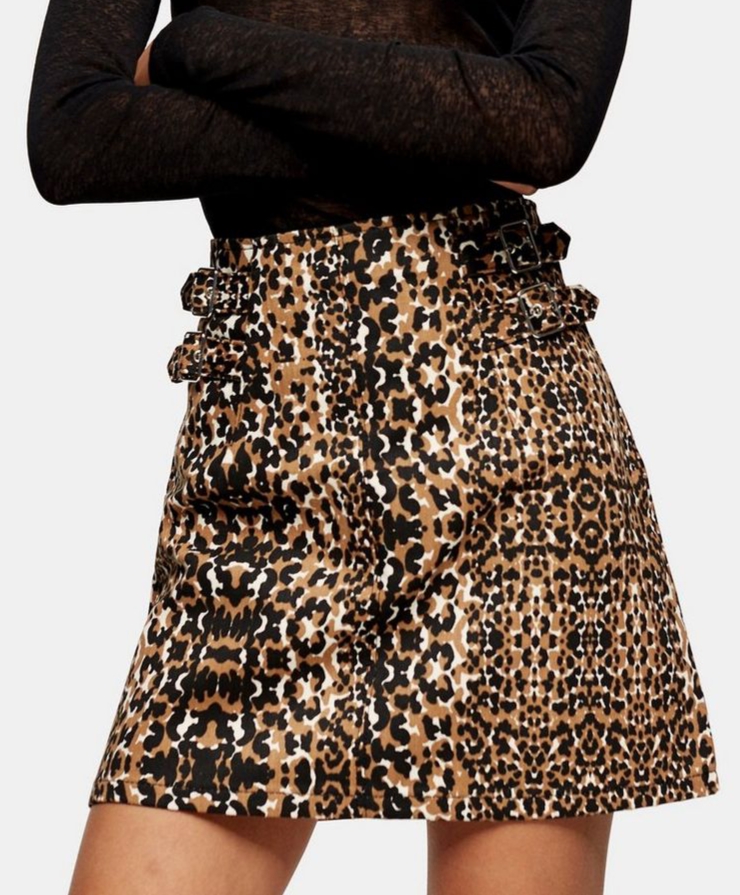leopard print denim skirt topshop