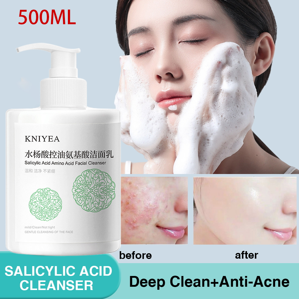 Kniyea Salicylic Acid Daily Gentle Facial Cleanser 500ml Removes Acne Whitens And Removes