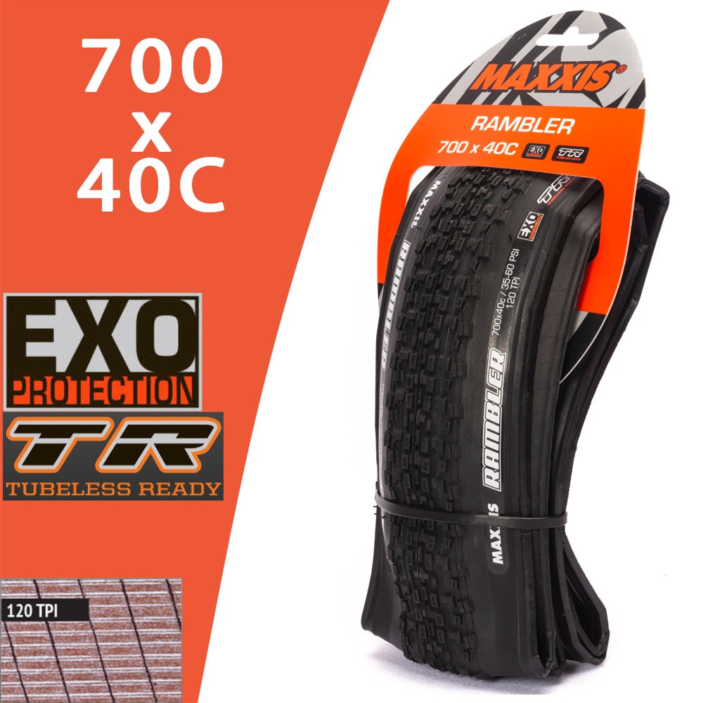 Maxxis Rambler Tire 700 x 38 Tubeless Folding Black/Dark Tan