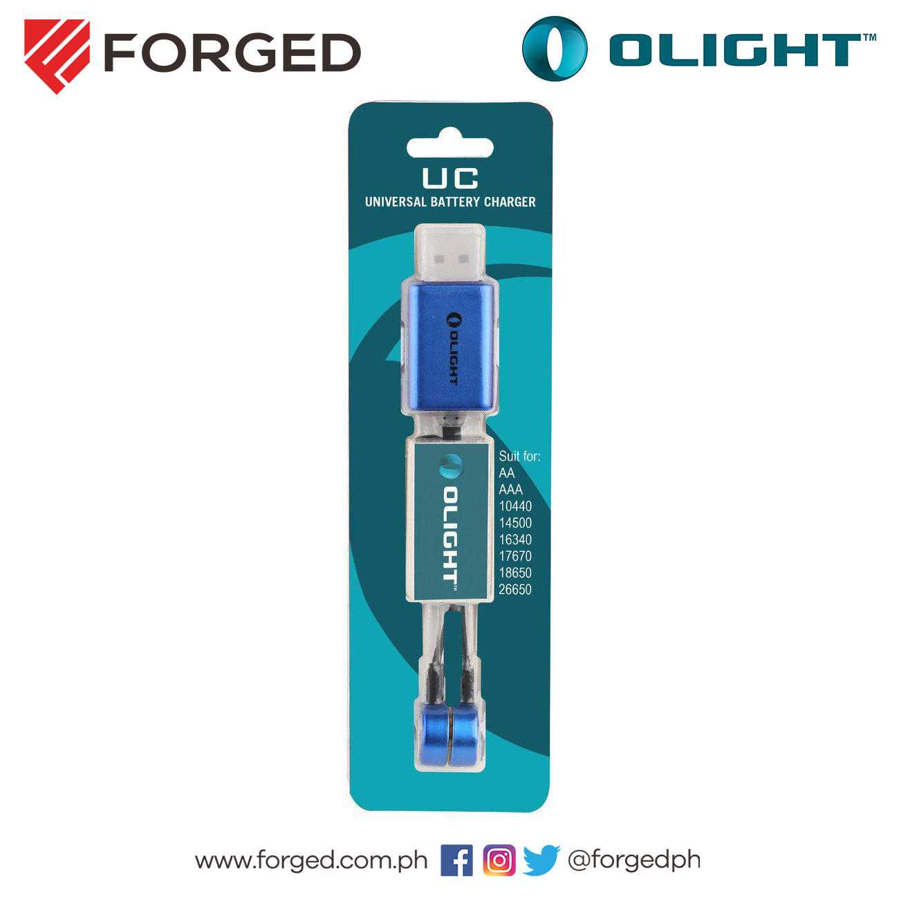 Olight UC Magnetic USB Charger for 18650/16340/14500/AA/AAA & More