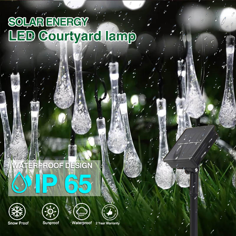 Christmas lights LED 100 LED String Solar Light Water droplets Lamp ...