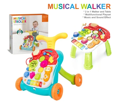2 in 1 Musical baby push walker and seat play activity toys stroller