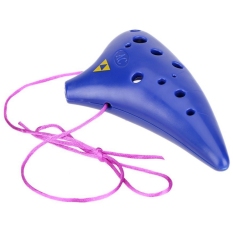 12 Hole Ocarina Plastic Alto C Vessel Flute Wind Musical Instrument Legend with Music Score Blue