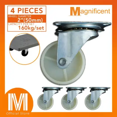 Plate Type White NylonWheel Casters 2" for Industrial Automotive Medical Equipment (4pcs)