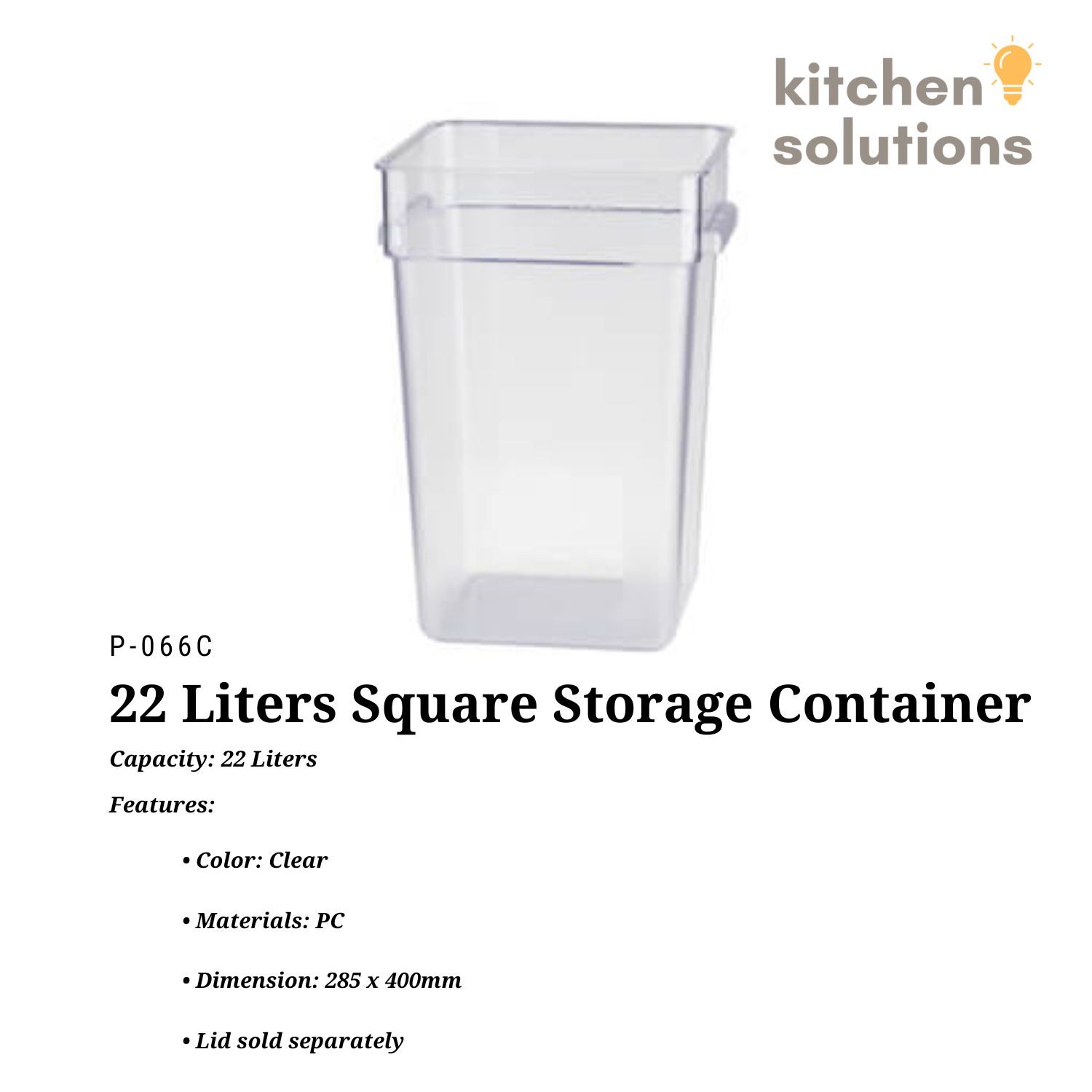 Square Clear Polycarbonate Food Storage Container - PC Square Food ...