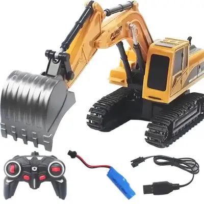 Excavator Toy Remote Control Excavator RC Truck Toy,6 Channel Rechargeable RC Truck with Lights Sounds
