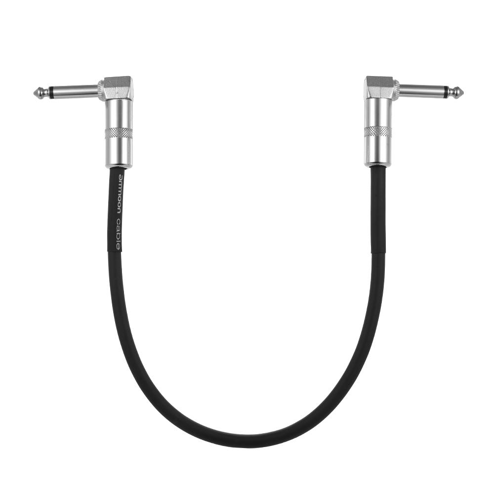 [ammoon]quà bí mật Bộ 3 Dây Cáp Nối Bàn Đạp Hiệu Ứng Ghi Ta, 30Cm/1.0ft Dài Với 1/4 Inch Áo Khoác PVC Màu Đen Phích Cắm Góc Phải Màu Bạc 6.35Mm