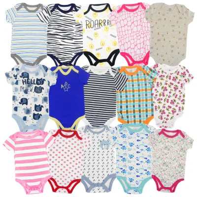Baby Bodysuits Baby Onesie Clothes Short Sleeve Bodysuits Cotton Onesies for Baby Boys and Girls (Randomly Given)