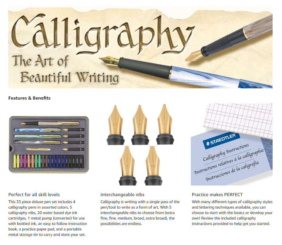 STAEDTLER calligraphy pen set, Complete 33 piece tin, ideal for all ...
