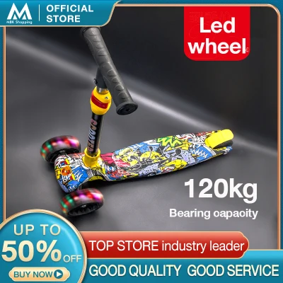 MBK Color Graffiti Scooter for Children, Flash Wheel, 3-level Height Adjustable, cannt Foldable scoter escooter scooter for kids 3 wheels 15 years old to 7 sale scoter kids scooter for girls Best birthday gift for kids