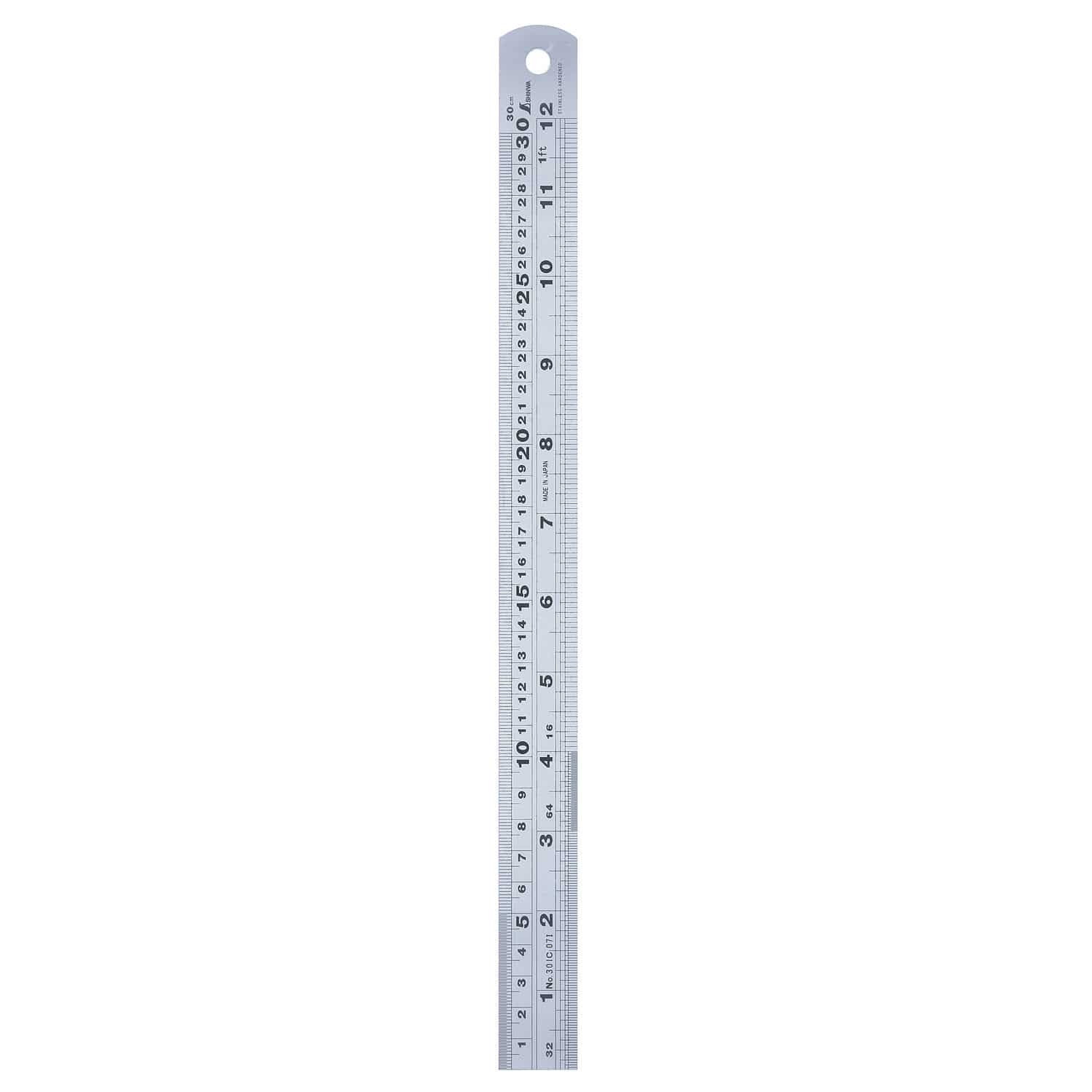 SHINWA Stainless steel ruler METRIC/ENGLISH - 30cm/12