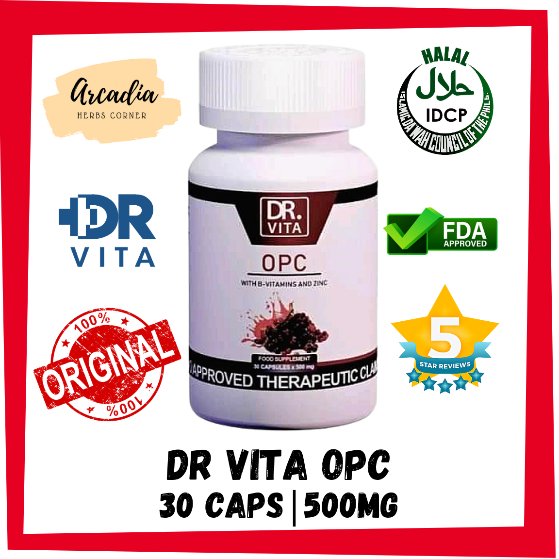 Dr.vita Opc With Bvitamins And Zinc Helps Prevent Uti And Prostate Cancer (30 Caps 500mg