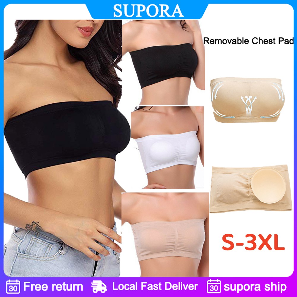 Double Layers Plus Size Strapless Bra Bandeau Tube Removable
