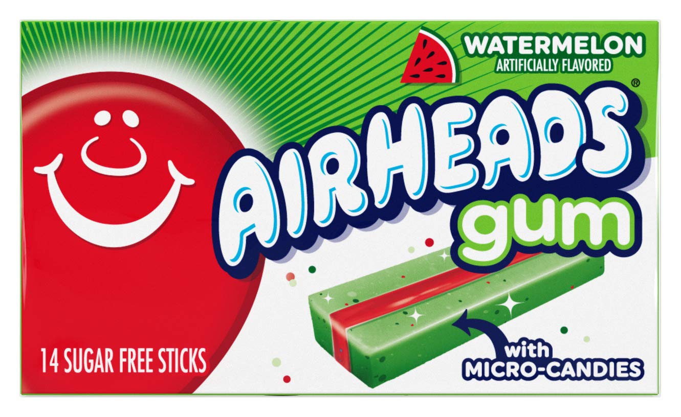 Airheads Candy SugarFree Chewing Gum with Xylitol, Watermelon, Blue