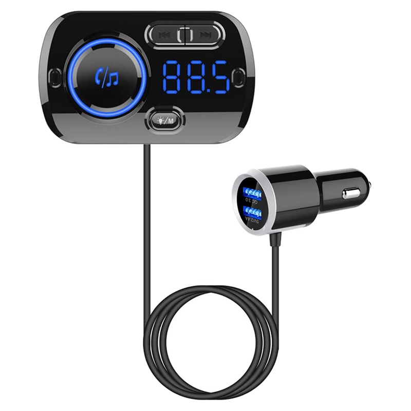 Bluetooth-FM-Sender mit drahtlosem Auto Aux USB-Ladegerät Freisprech-Anrufanzeig 