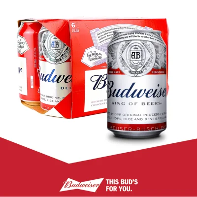 Budweiser Beer 330ml Can (Pack of 6)