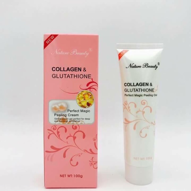 nature beauty collagen and glutathione Nature Beauty Collagen and Glutathione Perfect Magic Peeling Cream 100g  Deep Cleans Skin Face and Body Scrub Skin Whitening Glowing Skin Cleansing  Skincare Radiant main image 0