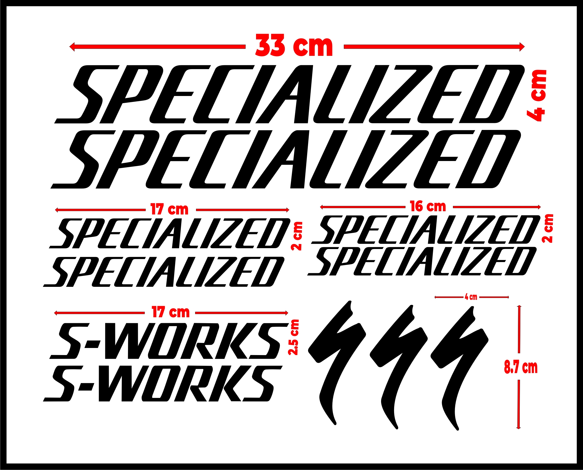 Specialized 13рсs epic frame decals stickers holographic chrome no background 