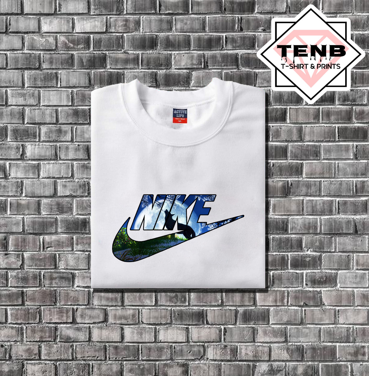 NIKE WOLVES MOON Design T-SHIRT AND 