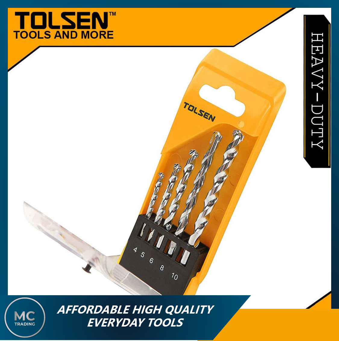 Tolsen 5pcs Masonry Drill Bits Set (4mm 