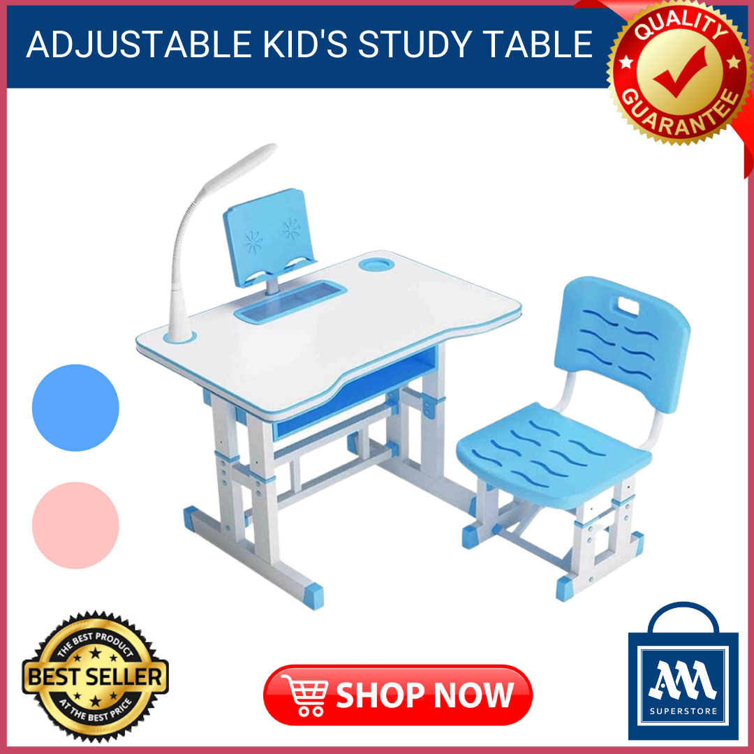 AM Superstore Adjustable Kid's Study Table with Chair l Kids Study