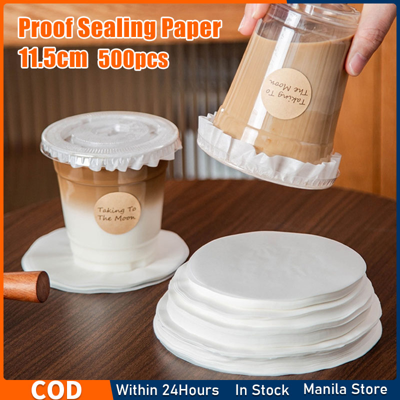 500pcs Spill Proof Leak Paper 11.5cm Milk Tea Cup Coffee Cup Sealing