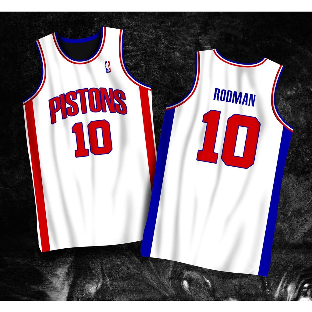 Dennis Rodman Detroit Pistons Number 10 Retro Vintage Jersey Closeup  Graphic Design Metal Print