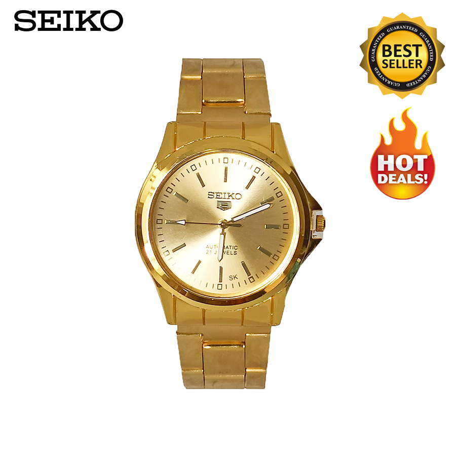 Seiko 5 Automatic 21 Jewels Gold Dial Stainless Steel Watch For Men (Gold)  | Lazada PH