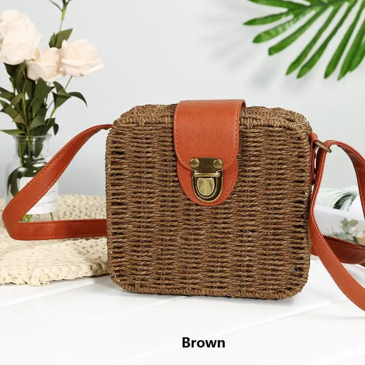 rattan square bag