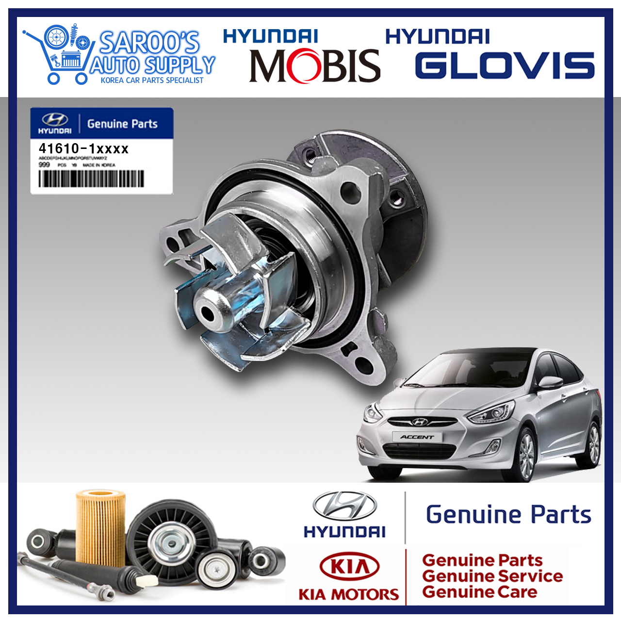 [Genuine] Water Pump / Coolant Pump For Hyundai Accent , 20142018, Gas