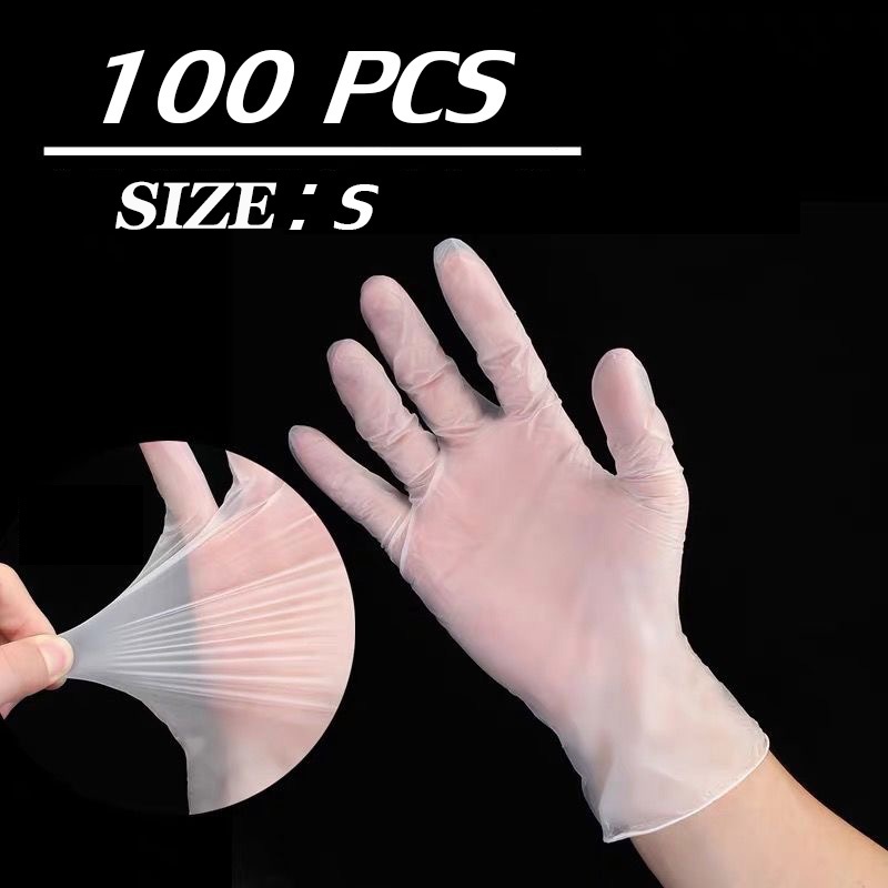 AMKOLA 100 Pcs TPE Gloves Disposable Food Grade Rubber Gloves Powder