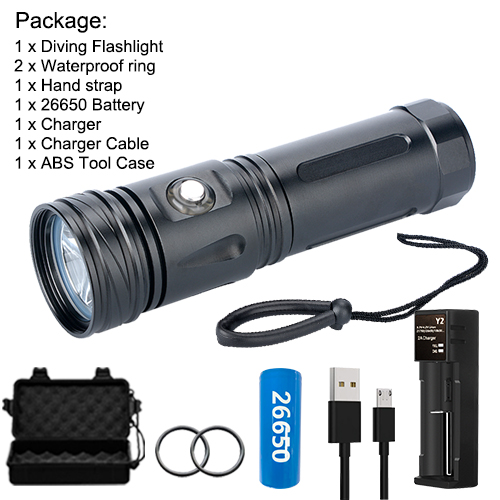 Asafee 2021 New AF07D Most Powerful Professional Brightest Diving Flashlight  1600LM IPX8 Waterproof Dive Underwater 80 Meter Lamp Dive Light Camping  Lanterna Scuba Dive Torch L2 Hand Lamp 26650 18650