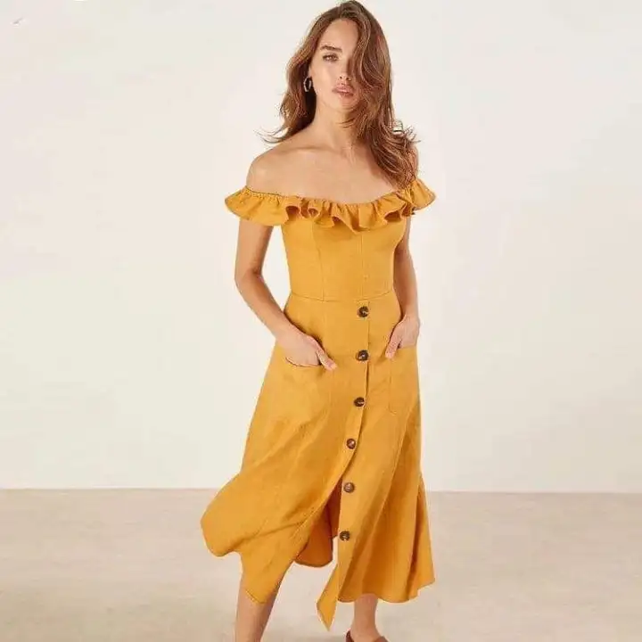 button down yellow dress
