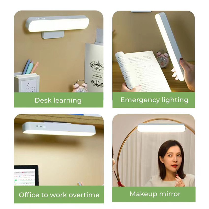 Vimite 3 Colors Wireless Desk Lamp With Remote Control USB Rechargeable Touch Reading Table Light With Angle Adjustment Plate Dimmable Eye Protection Bar Night Lamp for Room Wall Bedroom Dormitory Under Cabinet Lighting