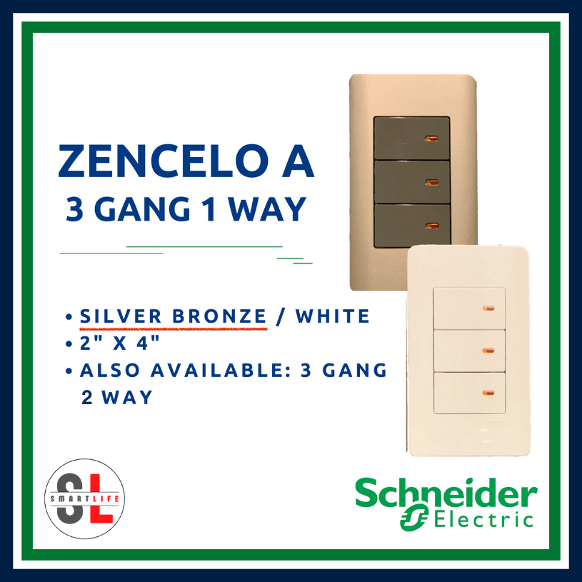 Schneider Zencelo A 2"x4" 16A 1 or 3 Gang Single Switch Module 1 or 2