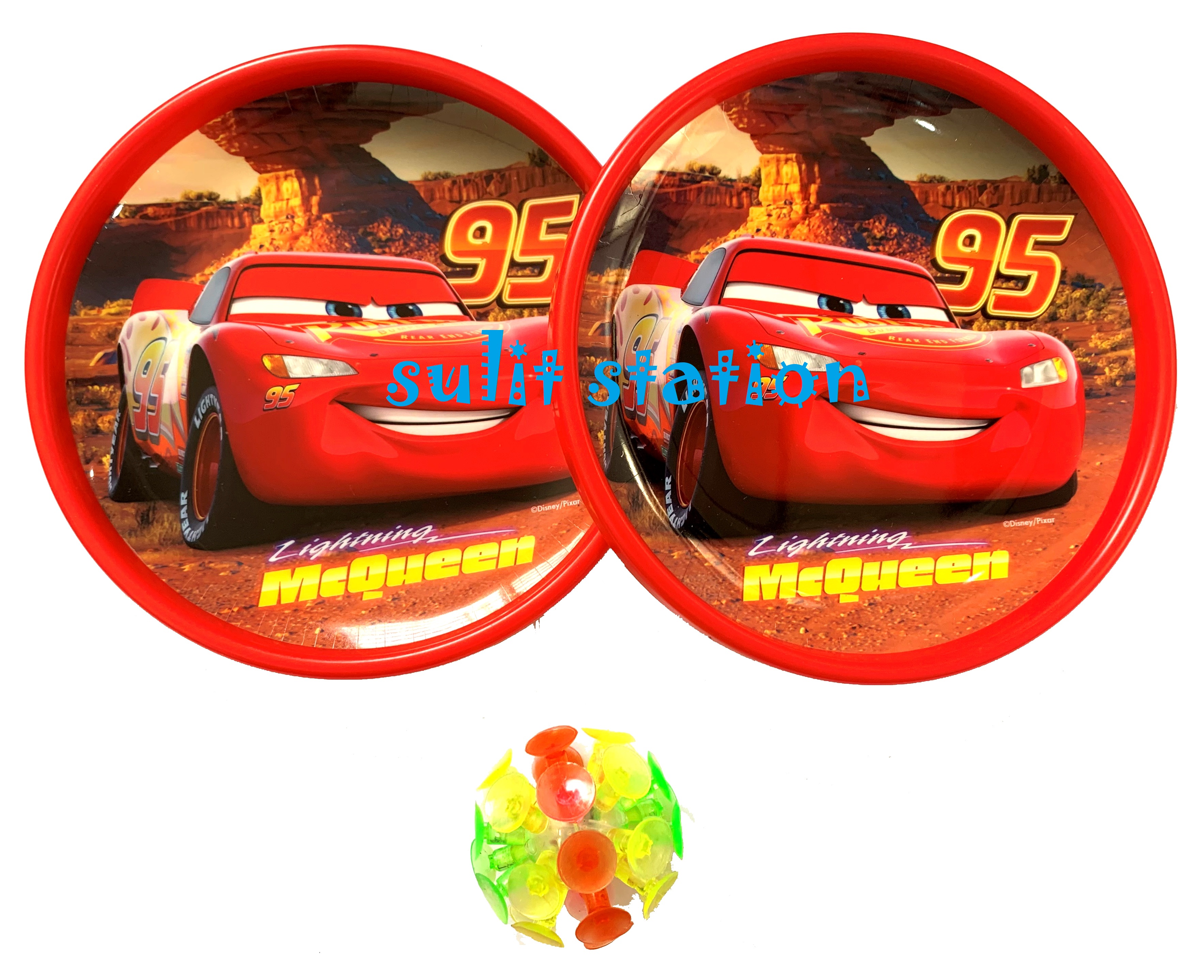 PIXAR CARS LIGHTNING McQUEEN FLYING FREE FRISBEE DISC PLATE SAUCER with