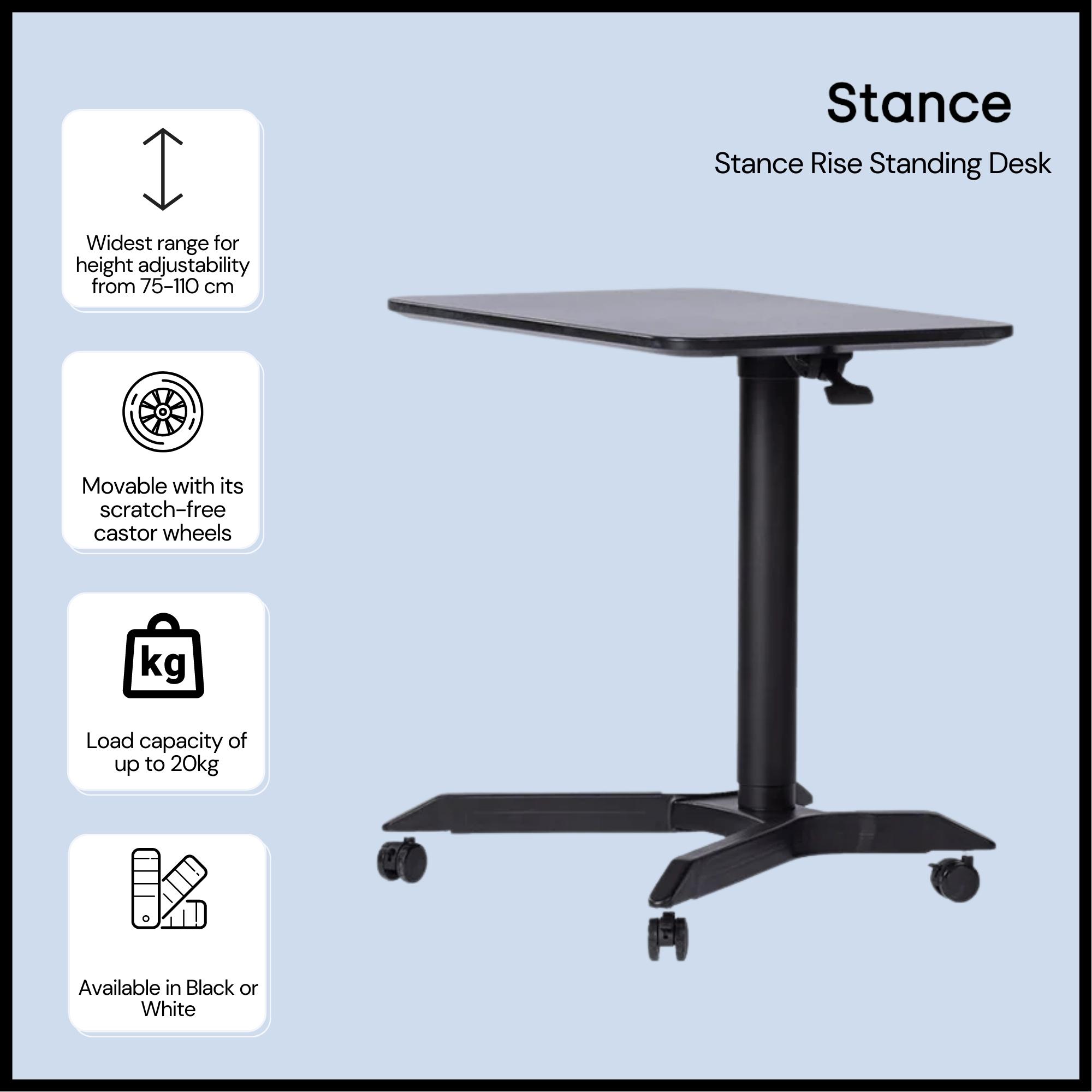 Stance Rise Mobile Adjustable Standing Desk- Portable and Movable ...