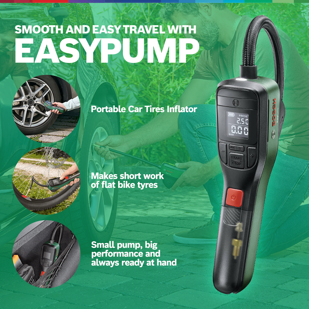 Bosch Easy Pump - Cordless Pneumatic Pump, Air pump, Portable Tire Inflator