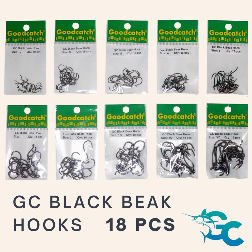 Fishing Hooks Black Beak Size 3/0 18Pcs