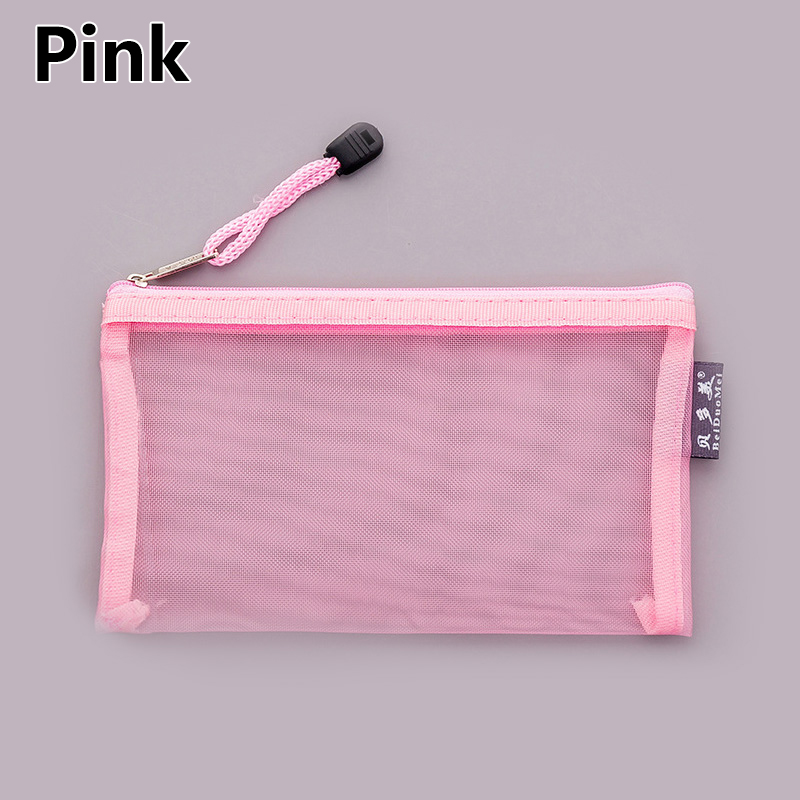 JUCHEN 1PC Travel Pouch Mesh Cosmetic Pencil Case Zipper Storage Bag Stationery Makeup Organizer Clear Toiletry Beauty Portable