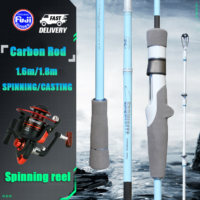 Fishing Rod M/ML/MH 3 tips 1.6m 1.8m Carbon Fibre fishing rods