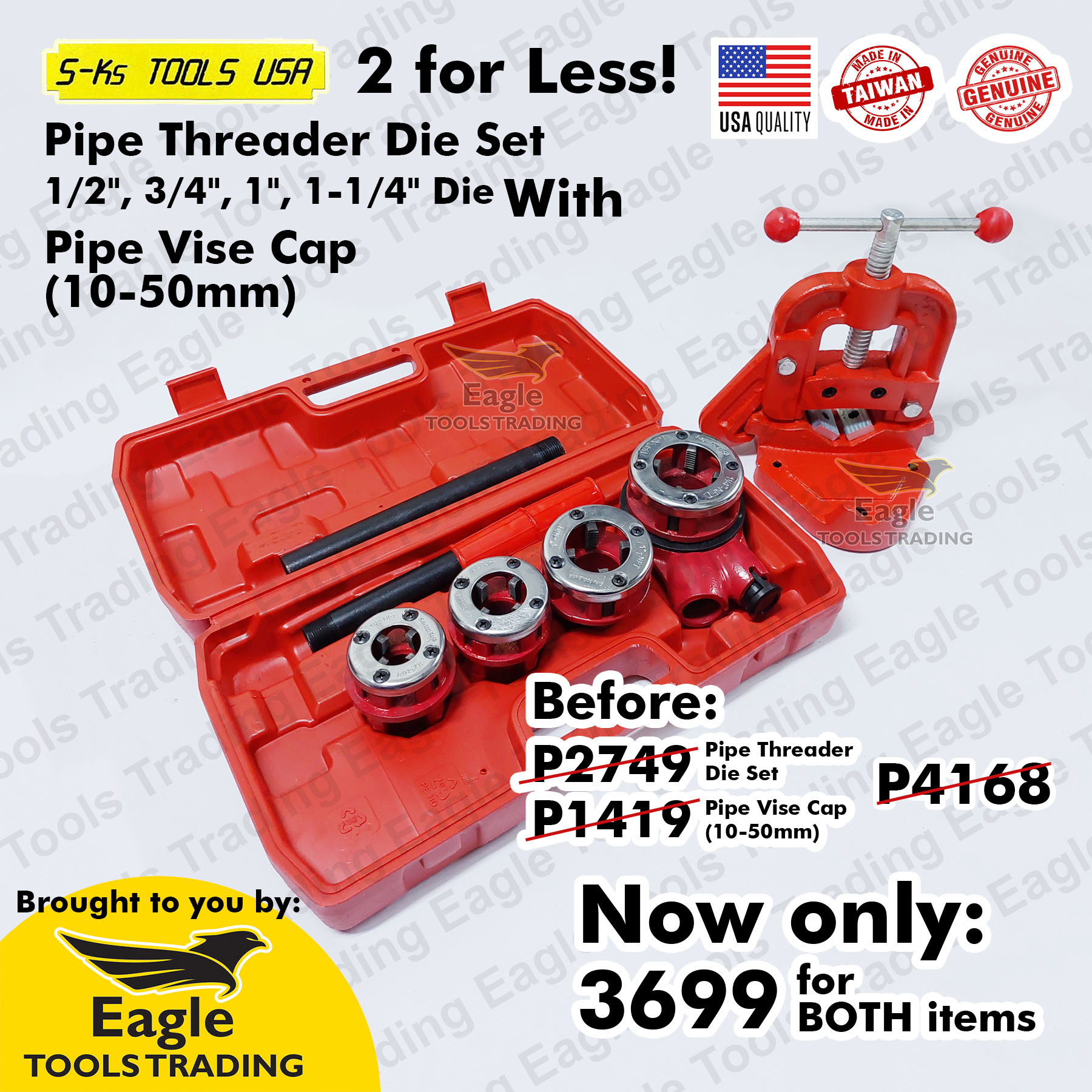 Bundle Promo Pipe Threader Die Set Type 62 NPT Thread Ratchet Die