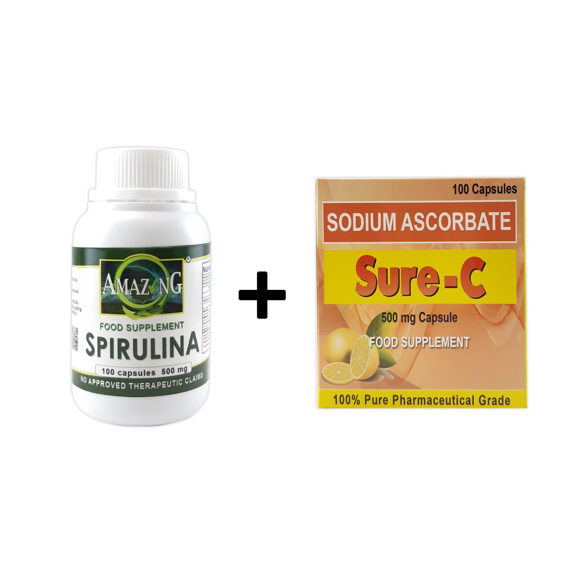 Amazing Food Supplement Spirulina 600mg with SureC Food Supplement