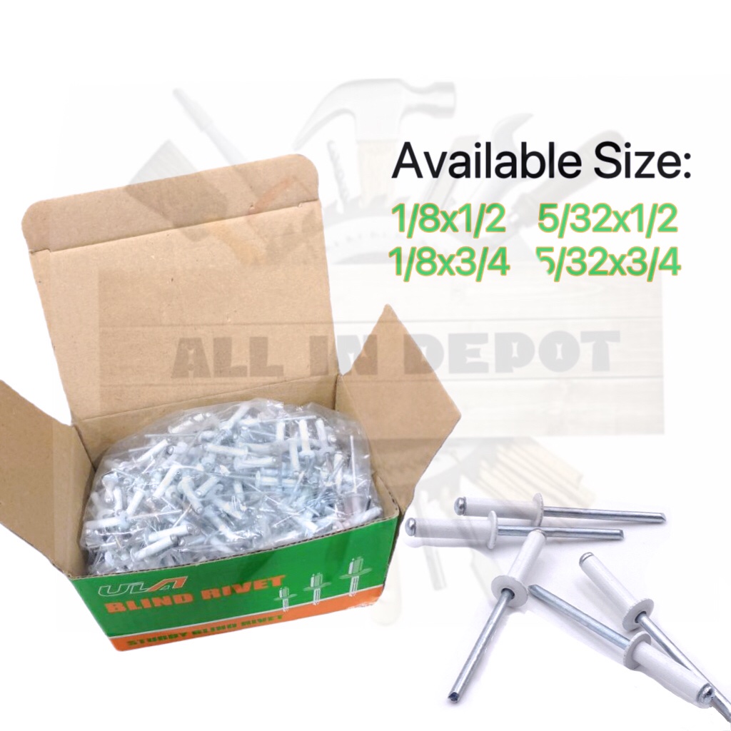 Blind Rivets Silver,Brown,White Color sold per BOX ULA Brand ...