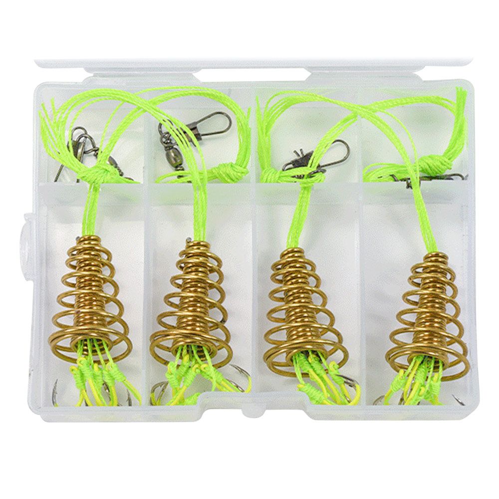 WEEGUBENG Outdoor Stainless Steel Springs Trap Feeder 6 Hooks Cage Fishing Lure Bait Fishing Hook Fishing Hook Explosion Hook
