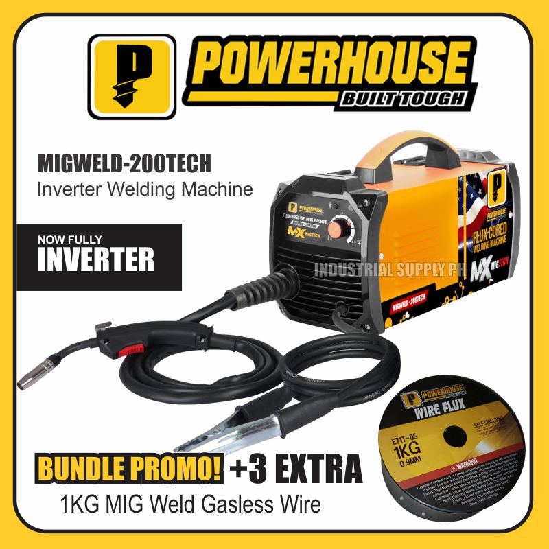 POWERHOUSE MIGWELD200TECH Inverter Gasless MIG Welding Machine with